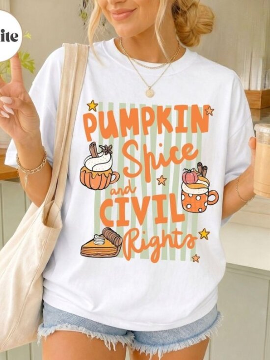 Other - Pumpkin Spice and Civil Rights Liberal Fall shirt, Doodle Stripe Tee